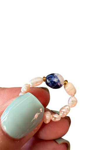 Lapislazuli Perlenedelsteinring