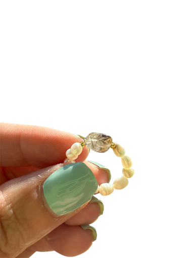 Rutilquarz Perlenedelsteinring