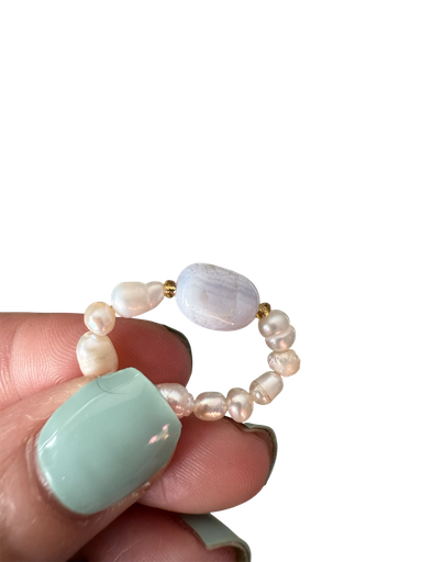 Calcit blau Perlenedelsteinring