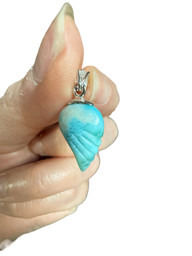 Larimar Anhänger 925 Silber Engelsflügel 