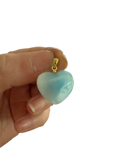 Larimar Anhänger 925 Silber Herz vergoldet