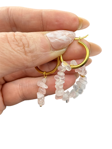 Rosenquarz Ohrringe Kreolen Variante